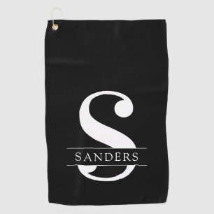 Serviette De Golf Élégant monogramme Blanc noir