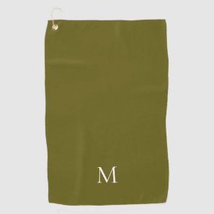Serviette De Golf Élégant Monogramme blanc vert simple