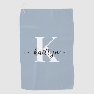 Serviette De Golf Élégant Monogramme bleu foncé