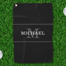 Élégant Monogramme d'argent noir Nom personnalisé