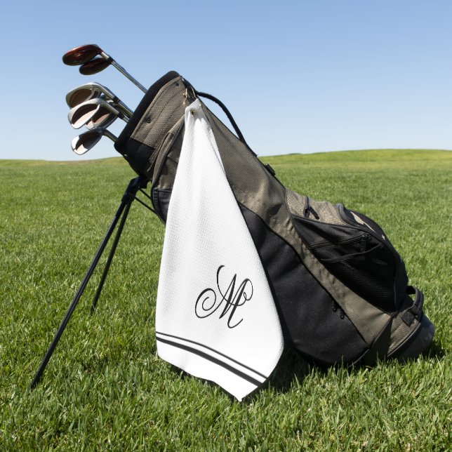 Serviette De Golf Élégant Monogramme initial (Vert)