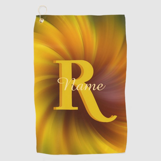 Serviette De Golf Élégant Monogramme Personnalisé Votre Initial Nom (Devant)