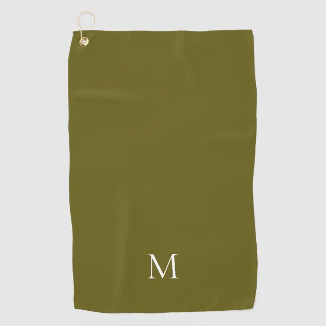 Serviette De Golf Élégant Monogramme Vert Simple Blanc (Devant)