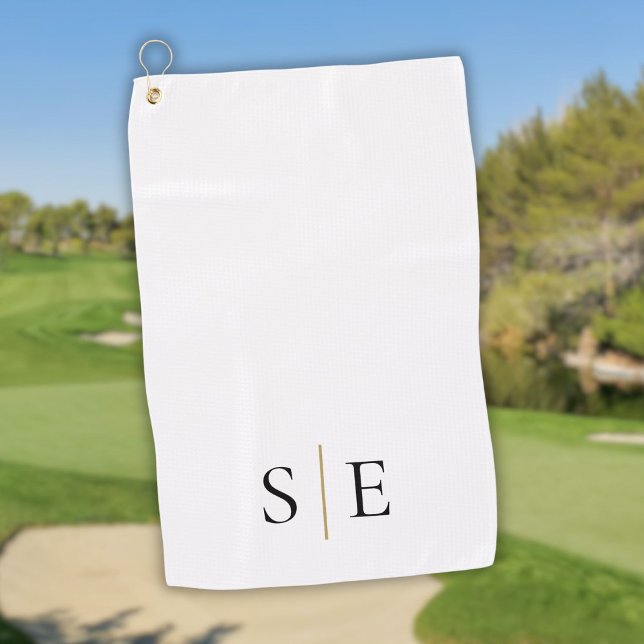 Serviette De Golf Élégant Noir Or Personnalisé Monogramme (Elegant Black Gold Personalized Monogram Golf Towel)