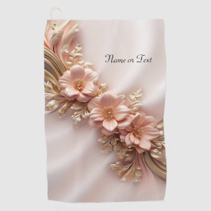 Serviette De Golf Élégant Orange Pêche Floral Golf Towne