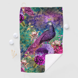 Serviette De Golf Élégant Peacock Vintage violet Turquoise