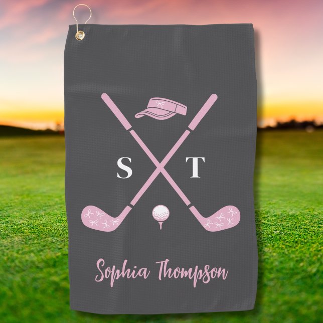 Serviette De Golf Elegant Pink Golf Club White Bows Custom Birthday (Créateur téléchargé)
