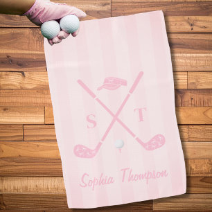 Serviette De Golf Élégant Ruban Rose de Golf Club personnalisé avec
