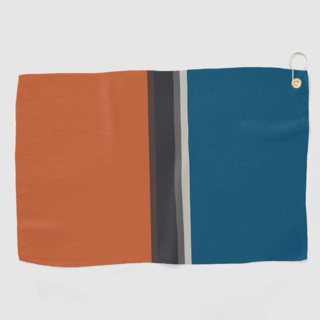 Serviette De Golf Elégant Silver Grey Marine Orange Red Blue Stripes (Horizontal)