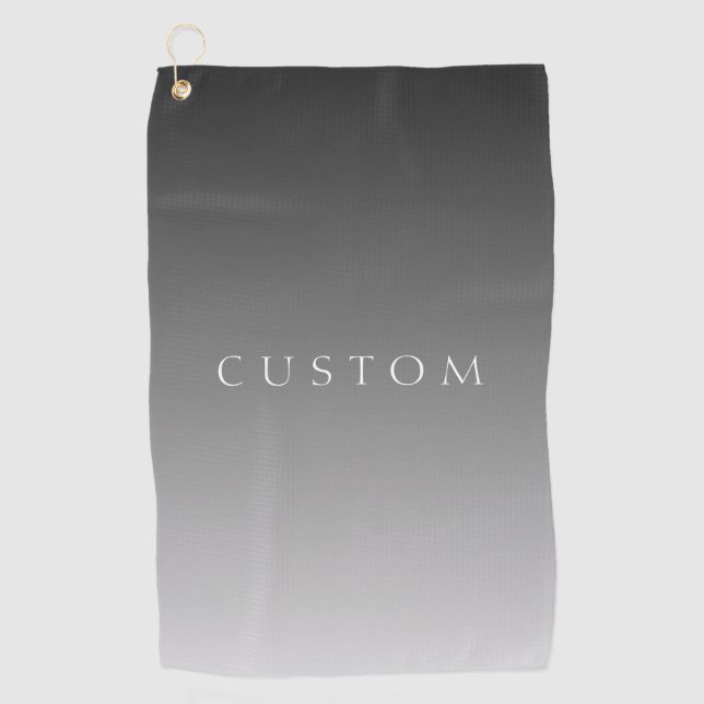 Serviette De Golf Élégant texte sur simple moderne gris ombre dégrad (Devant)