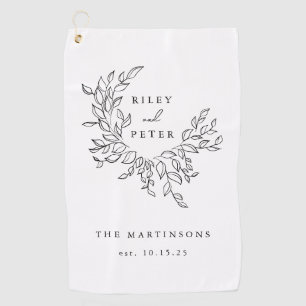 Serviette De Golf Élégante crête de mariage Nom et année personnalis
