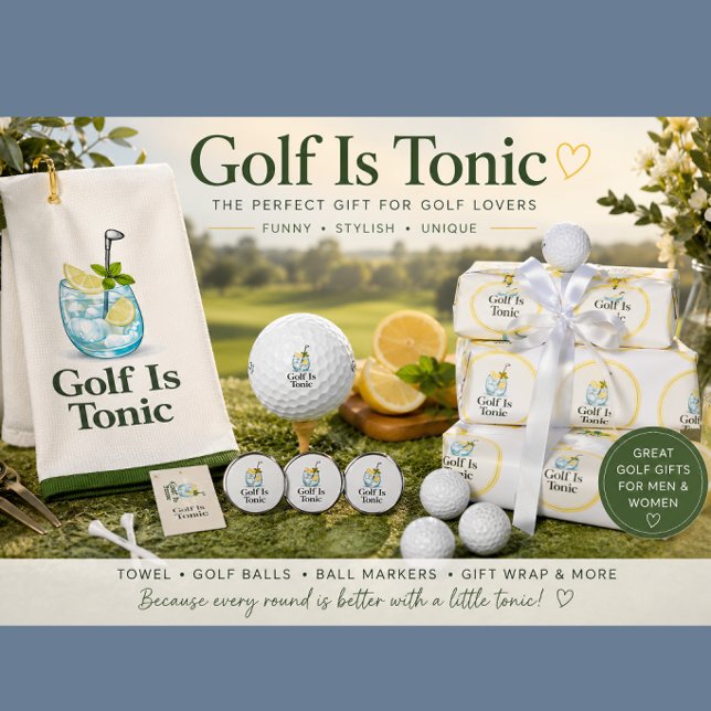 Serviette de golf élégante Golf Is Tonic (Golf gifts with personality — stylish golf towels, balls, wrap & accessories for golf lovers.)