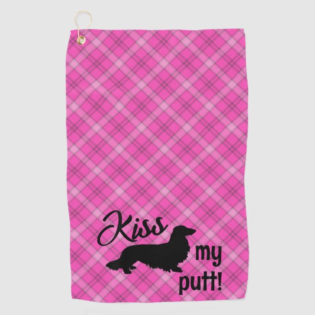 Serviette De Golf Embrasse Mon Putt Plaid Wiener Dog Cheeky Golf Ser (Devant)