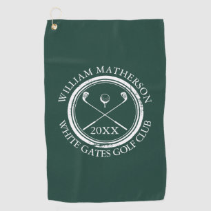 Serviette De Golf Emerald Green Golfer Et Nom Du Club Date