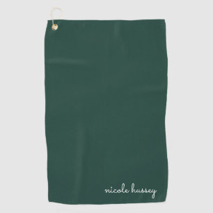 Serviette De Golf Émeraude verte   Moderne Monogramme élégant