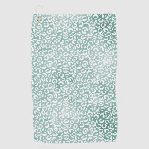 Serviette De Golf Empreinte de léopard blanc à la menthe