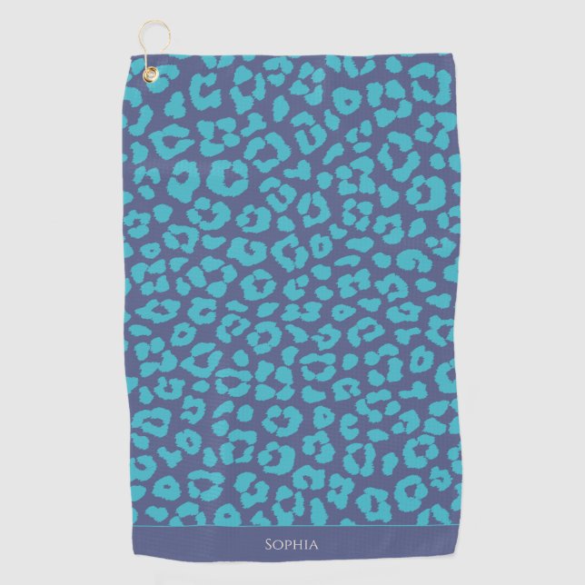 Serviette De Golf Empreinte de léopard bleu (Devant)