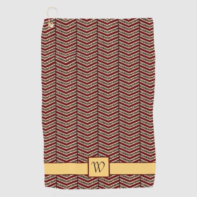 Serviette De Golf Empreinte de léopard Chevron Golf Towel (Devant)