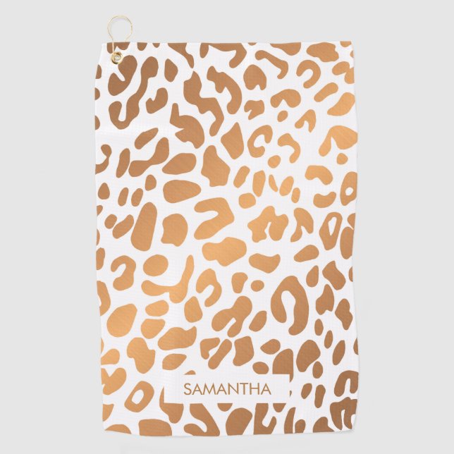 Serviette De Golf Empreinte de léopard d'or (Devant)