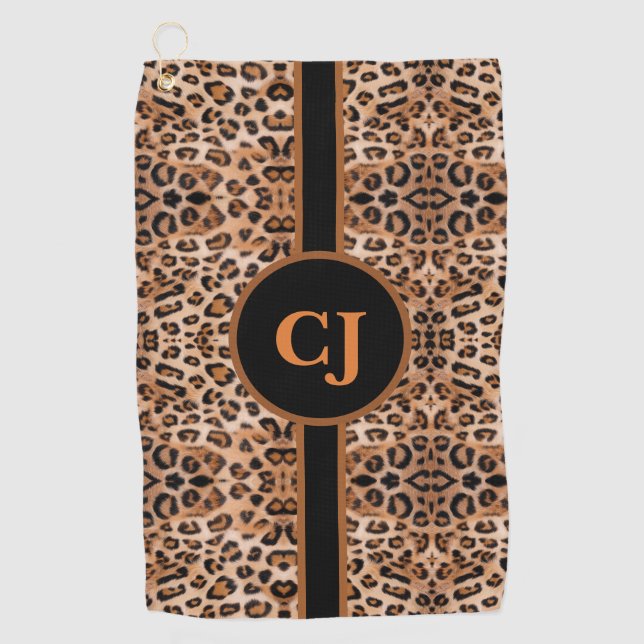 Serviette De Golf Empreinte de léopard élégant personnalisé (Devant)