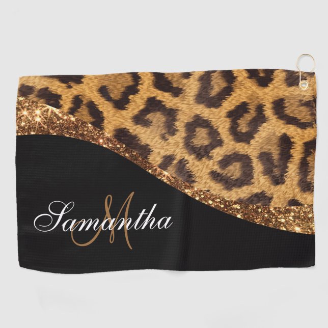 Serviette De Golf Empreinte de léopard fourrure et Parties scintilla (Horizontal)
