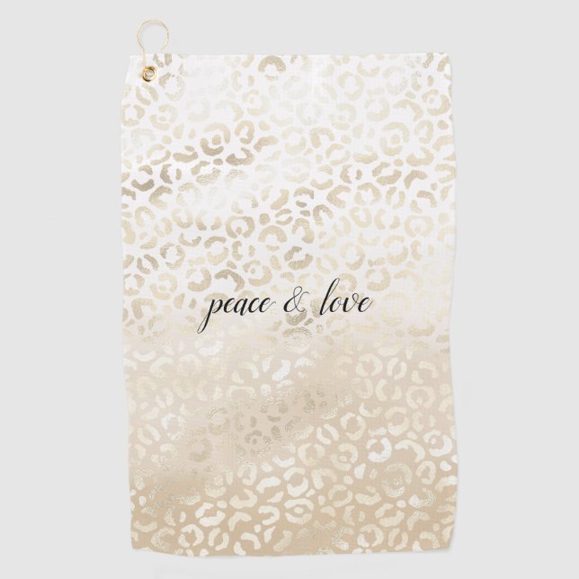 Serviette De Golf Empreinte de léopard Gold Blanc personnalisé (Devant)