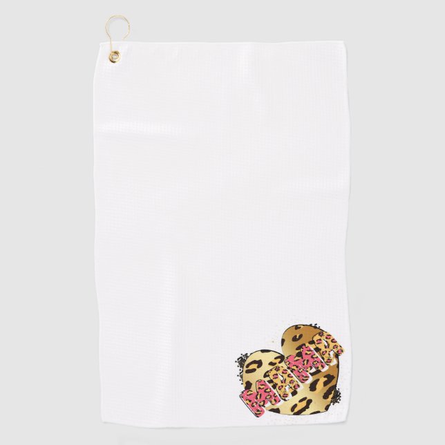 Serviette De Golf Empreinte de léopard Mama Heart Golf Towel (Devant)