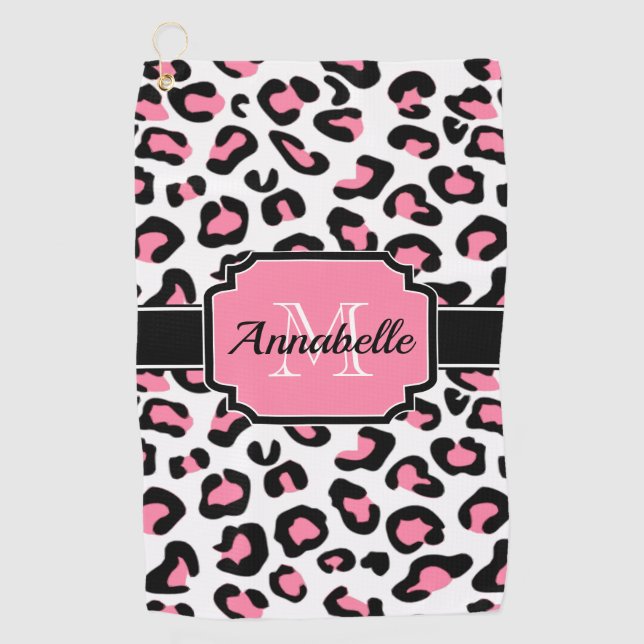 Serviette De Golf Empreinte de léopard rose (Devant)