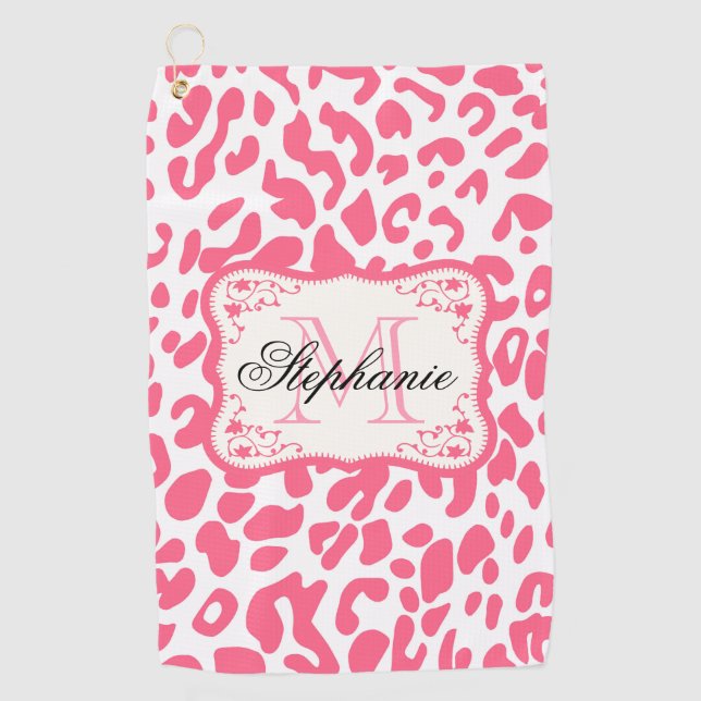 Serviette De Golf Empreinte de léopard rose (Devant)