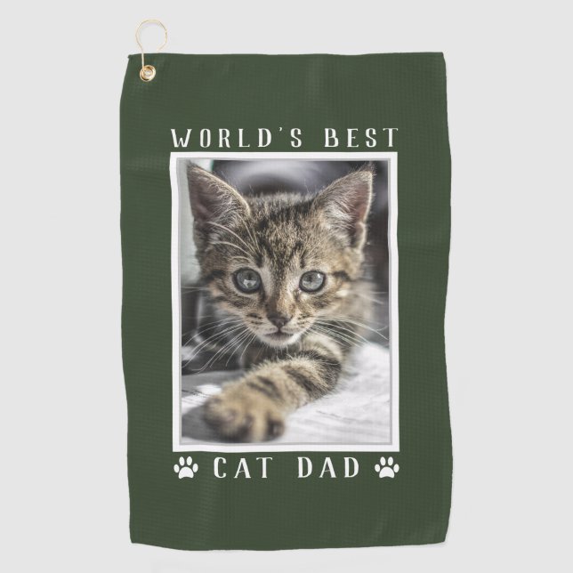 Serviette De Golf Empreintes de patte de papa chat le plus génial au (Devant)