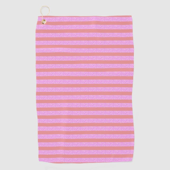 Serviette de golf en bande rose (Devant)