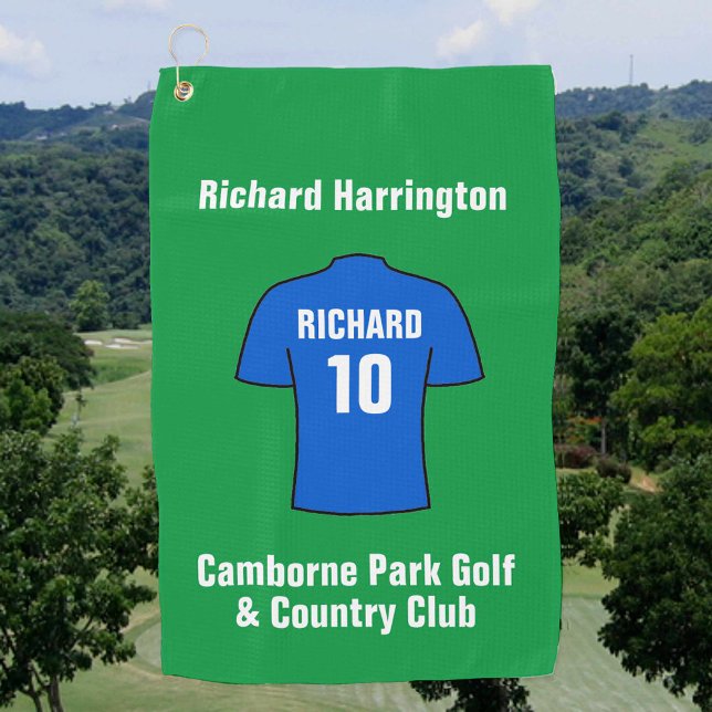 Serviette de golf en maillot de football bleu (Créateur téléchargé)