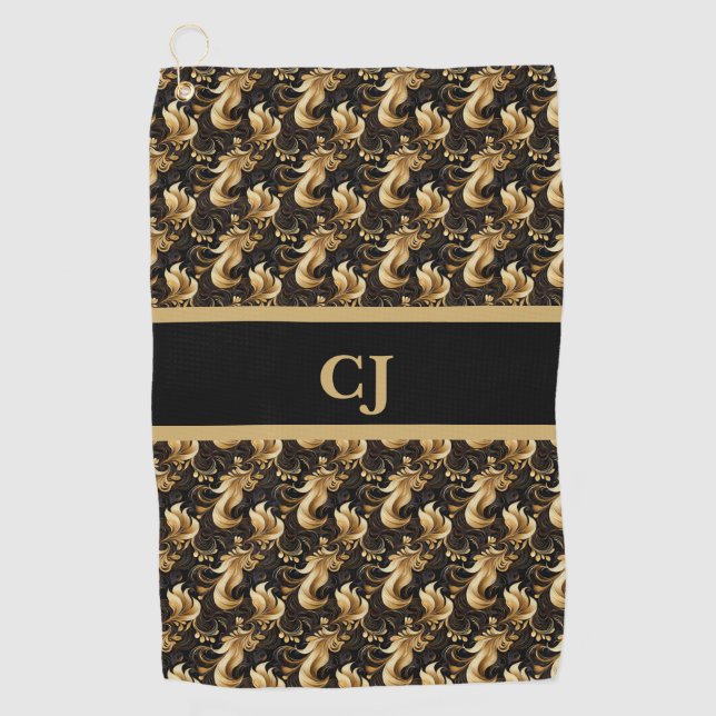 Serviette de golf en or noir marbré (Devant)