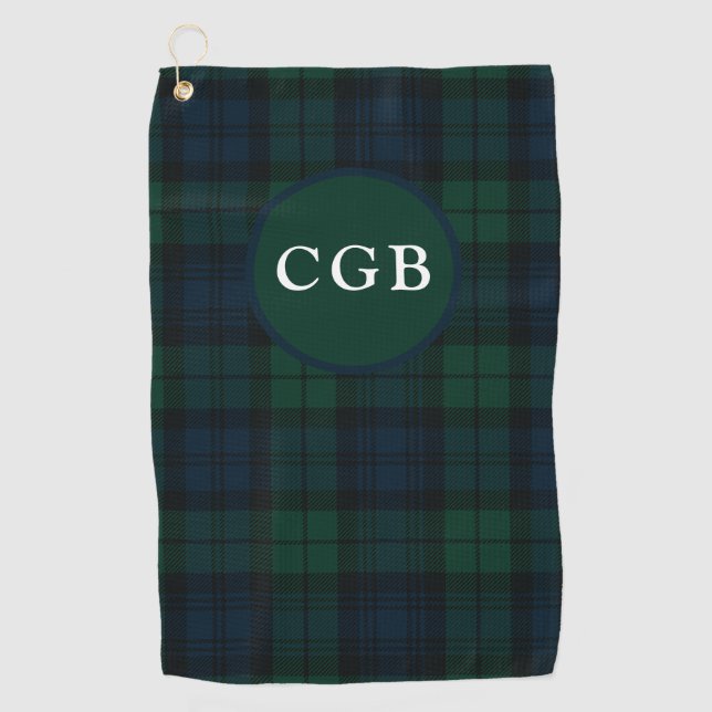 Serviette de golf en plaid vert foncé (Devant)