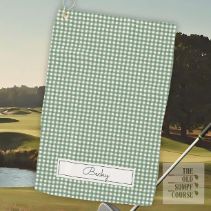 Serviette De Golf en vichy Motif en vert avec nom
