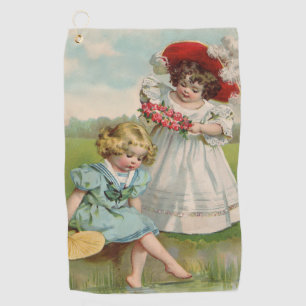 Serviette De Golf Enfants victoriens Vintage Été Filles Jardin