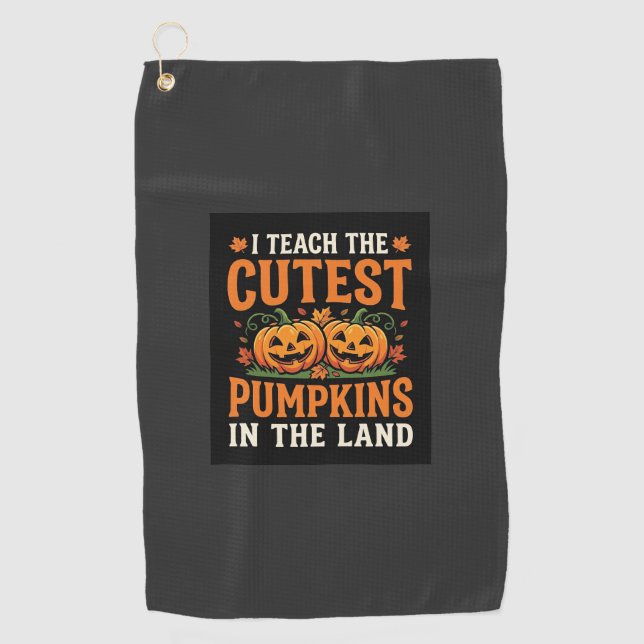 Serviette De Golf Enseignant Halloween Citrouilles les Plus Mignonne (Devant)