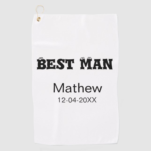 Serviette De Golf enterrement de vie de garçon témoin ajouter un nom (Devant)