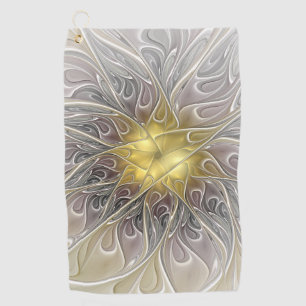 Serviette De Golf Épanouissement avec fleur fractale abstraite moder