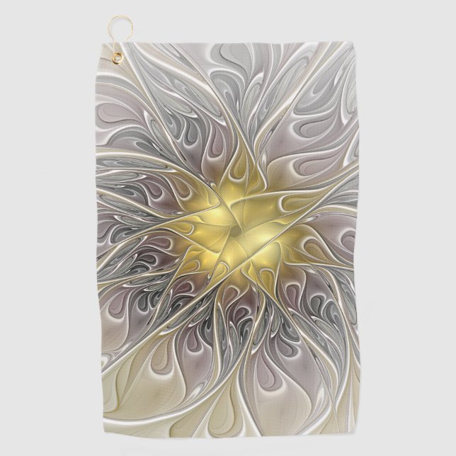 Serviette De Golf Épanouissement avec fleur fractale abstraite moder (Devant)