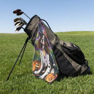Serviette De Golf Épouvantable Springer Spaniel Sorcière d'Halloween