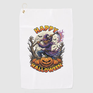 Serviette De Golf Épouvantail de Bonne Halloween Faucheuse Flamboyan