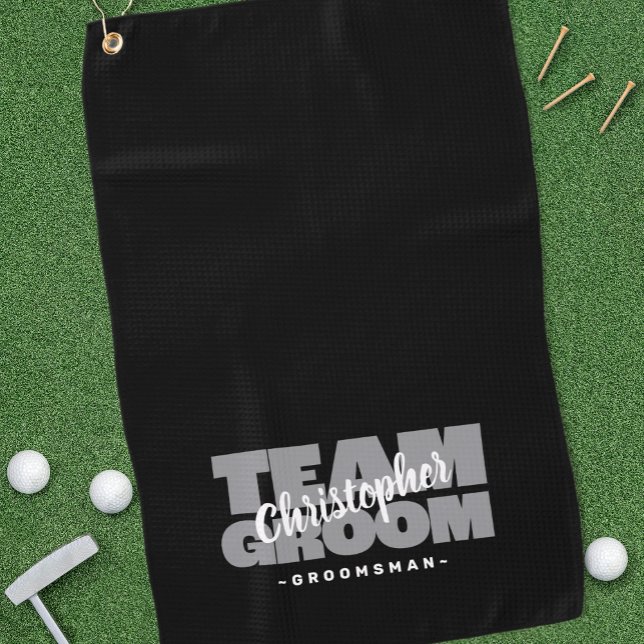 Serviette De Golf Équipe Marié Garçon d'honneur Golfeur Sport Pro No (Team Groom Groomsman Golfer Sports Pro Black Gray Golf Towel)