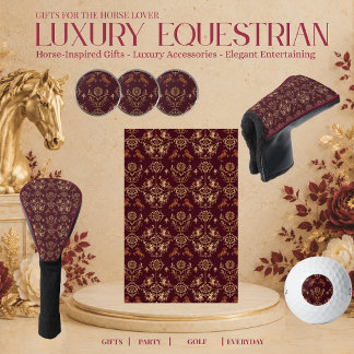 Serviette De Golf Équitation de luxe Bourgogne et Or