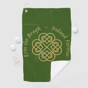 Serviette De Golf Erin Go Bragh Gold Celtic Shamrock