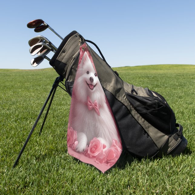 Serviette De Golf Esquimau américain avec des roses - Saint-Valentin (Vert)