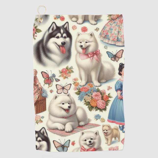 Serviette De Golf Esquimau américain rétro mignon (Devant)