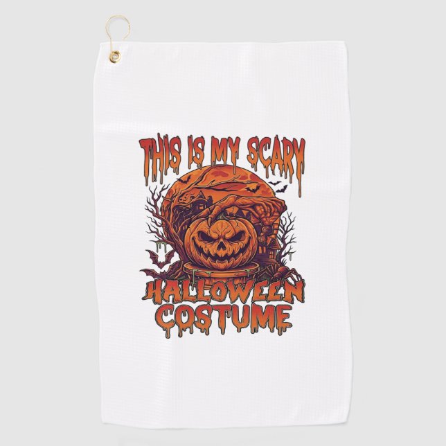 Serviette De Golf Est Costume Halloween Effrayant Citrouille Araigné (Devant)