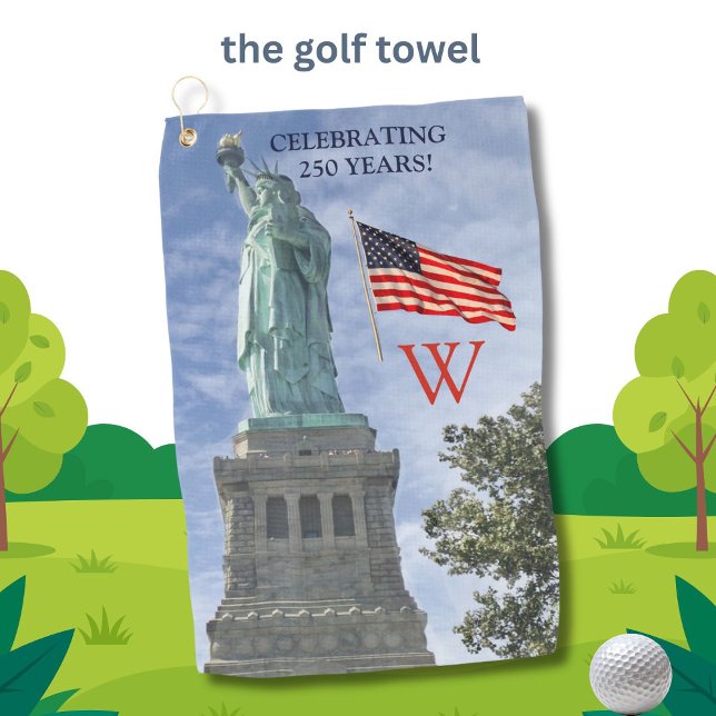 Serviette De Golf États-Unis 250 Drapeau américain Statue de la Libe (Créateur téléchargé)