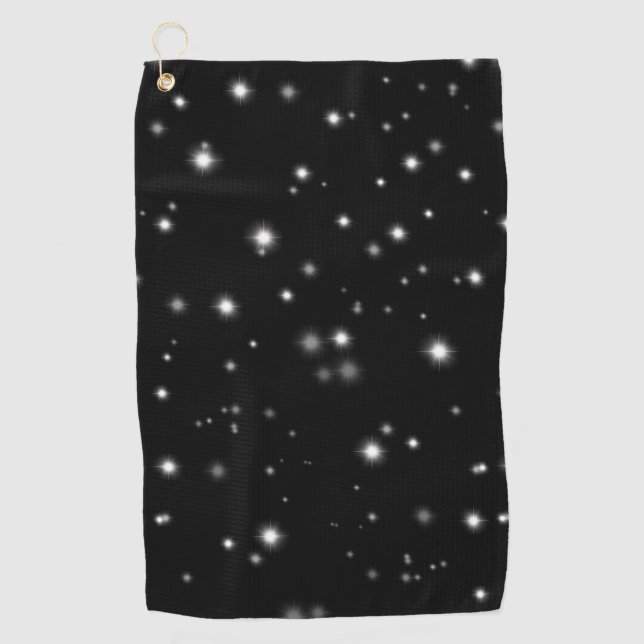 Serviette De Golf Étincelles de lumière noir et blanc (Devant)